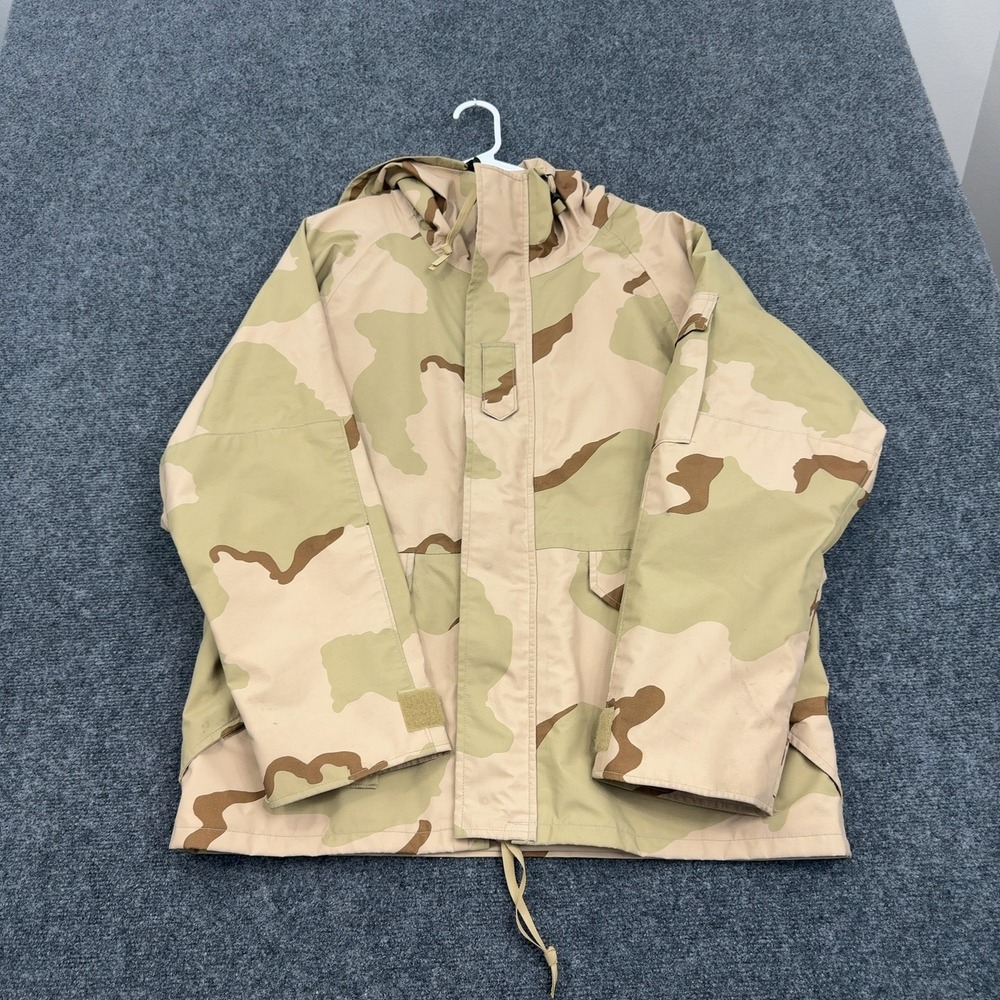 Vintage US Military Parka Mens Medium Short Tan Nylon Desert Camo ECWCS Gorpcore